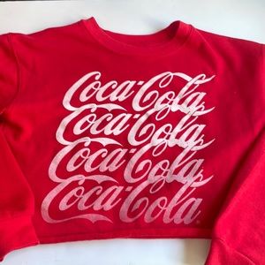 Coca Cola Crop Medium Junior Long Sleeve Graphics Sweatshirt Red White Americana